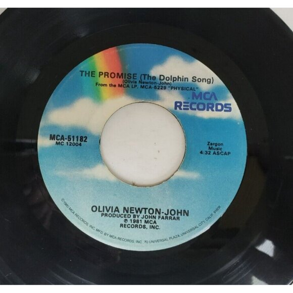Record 45 RPM Vinyl  Olivia Newton John- Physical/ The Promise(The Dolphin Song) - Picture 4 of 4